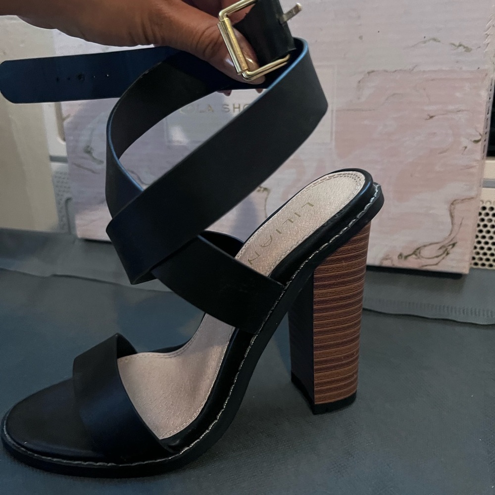 Strappy black heels